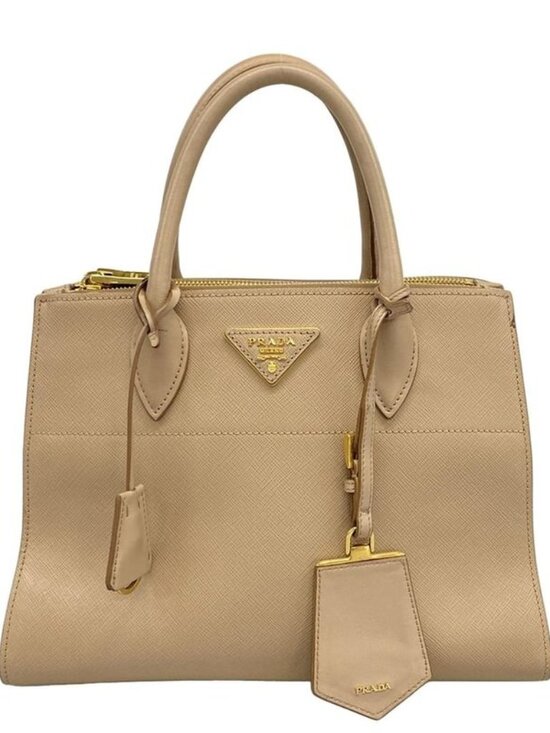 Prada Handbags - Prada Tote Paradigm Beige Leather